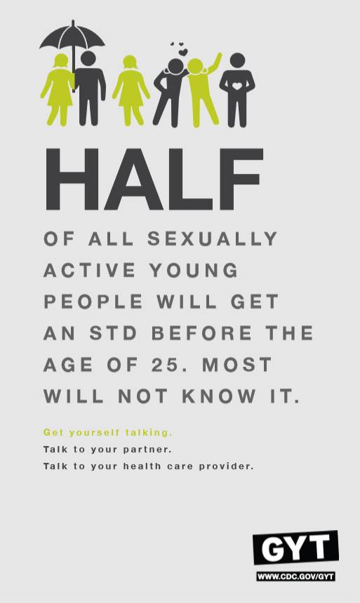 Half of all sexually young people will get an std before the age of 25. Most will not know it. Get y ourself talking.  Talk to your partner.  Talk to your health care provider.